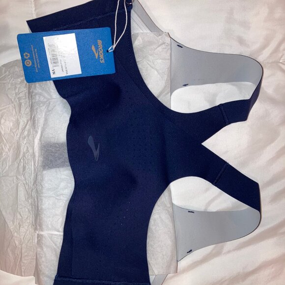 Brooks Dare Run Zip Bra 34 C/D Navy NWT in original packaging - Picture 3 of 4